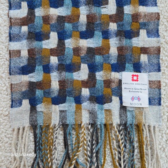 NWOT Abraham Moon Lambswool Wool Woven Fringe Scarf - Picture 2 of 8